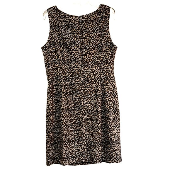 Leopard Print Sleeveless Shift Dress By Teddi Designs Size 16 Polyester Womens C - Picture 3 of 5